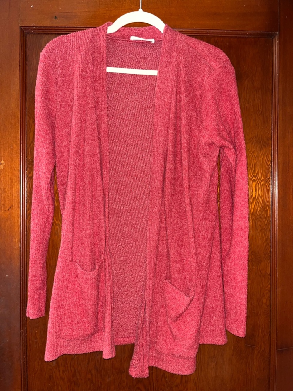 Women’s Open-Front Pink Cozy Cardigan Sweater